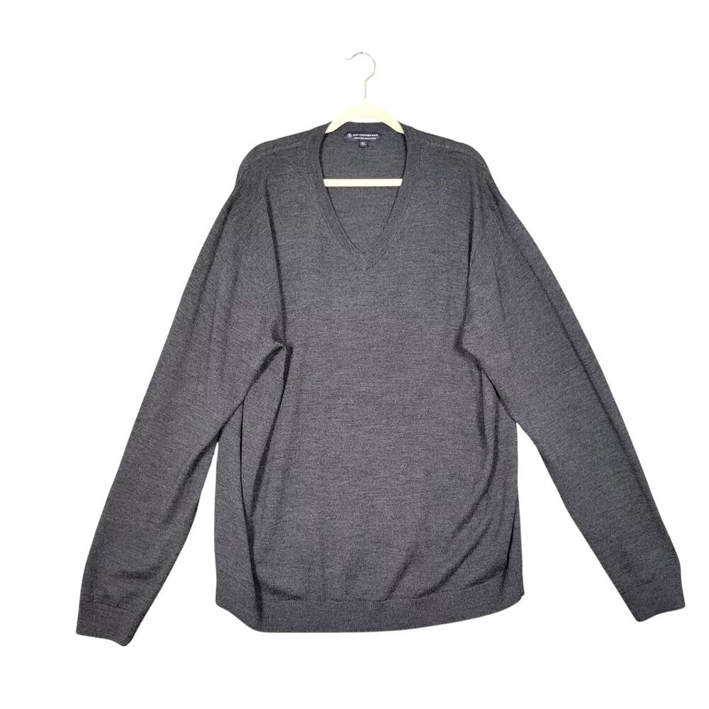 HART SCHAFFNER MARX Gray 100% Merino Wool Long Sleeve Pullover Sweater SIZE 2XT